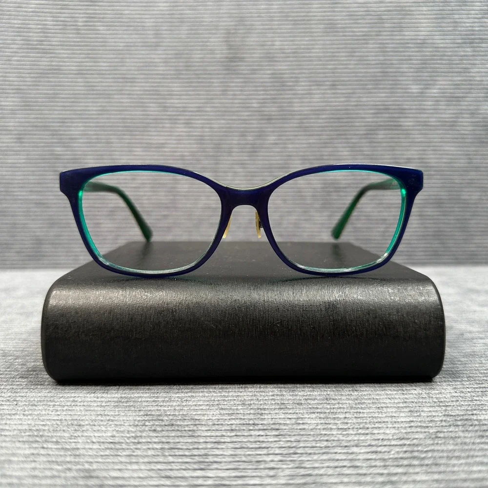 Vera Wang VA14 BL Y2k Eyeglasses Navy Blue Green Cat Eye Frames 54-16-140